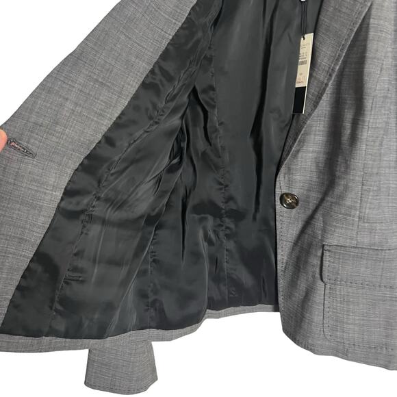 Talbots Gray Black Wool Blend One Button Blazer Jacket Size 10P - Picture 4 of 9